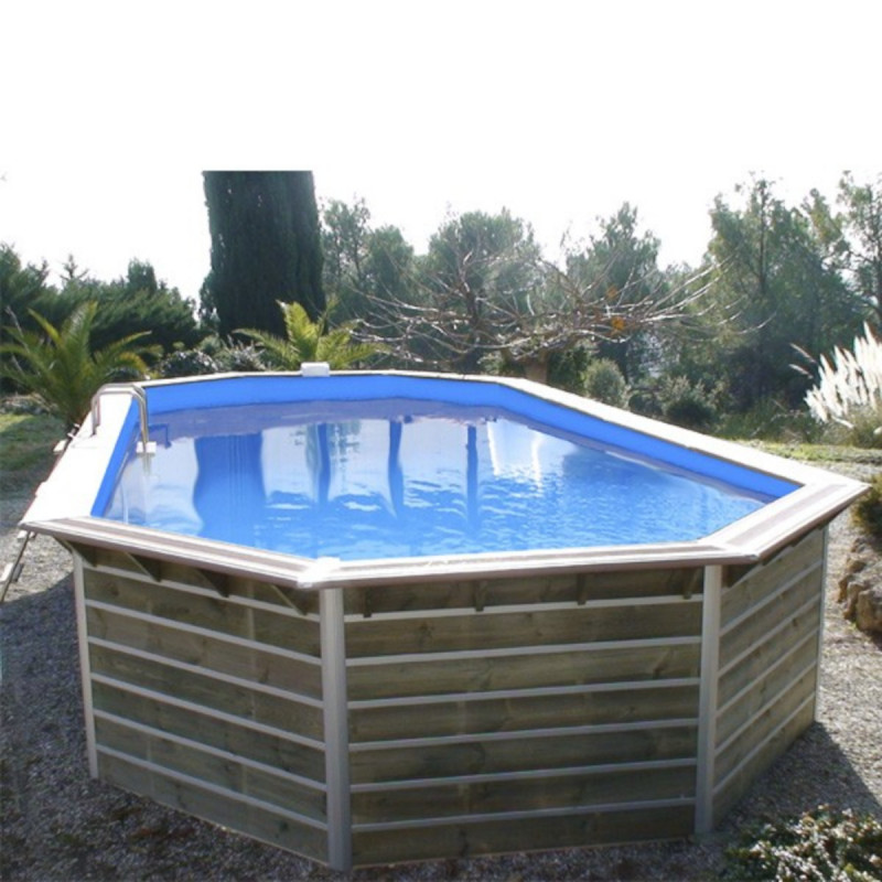 Piscine octogonale allongée démontable en bois 730x420x129cm SIAYAN - Water'Clip – Image 7