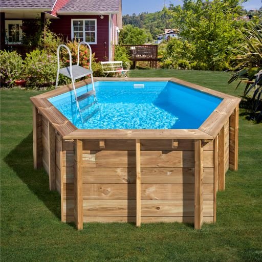 Piscine en bois hexagonale LILI 2 Ø280 cm - H 107 cm - SUNBAY
