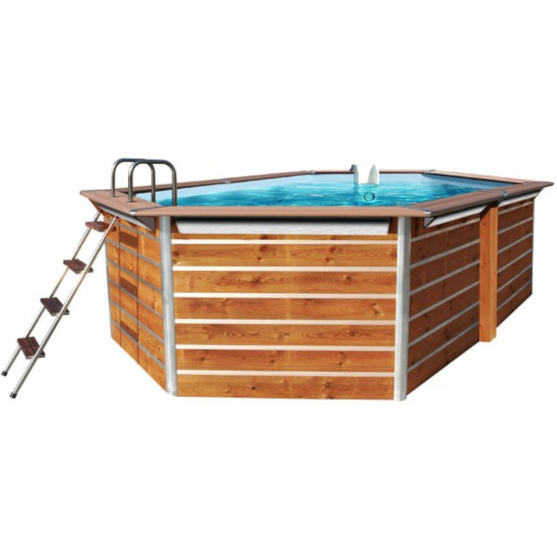 Piscine hexagonale démontable en bois Ø340xH111cm CEBU - Water'Clip