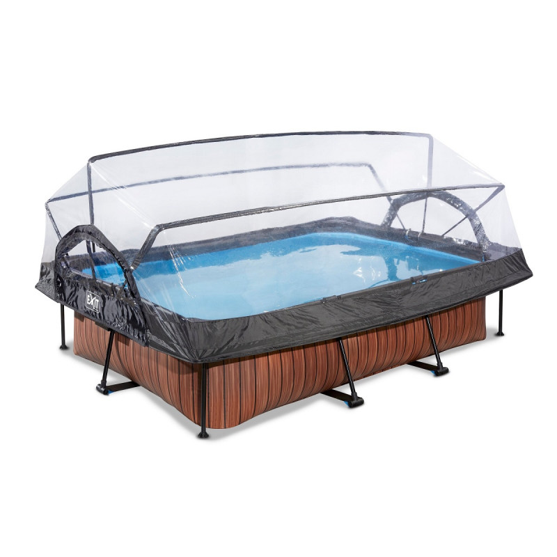 Piscine hors sol rectangulaire Wood 300x200x65cm avec pompe filtrante et dôme – Exit Toys – Image 2