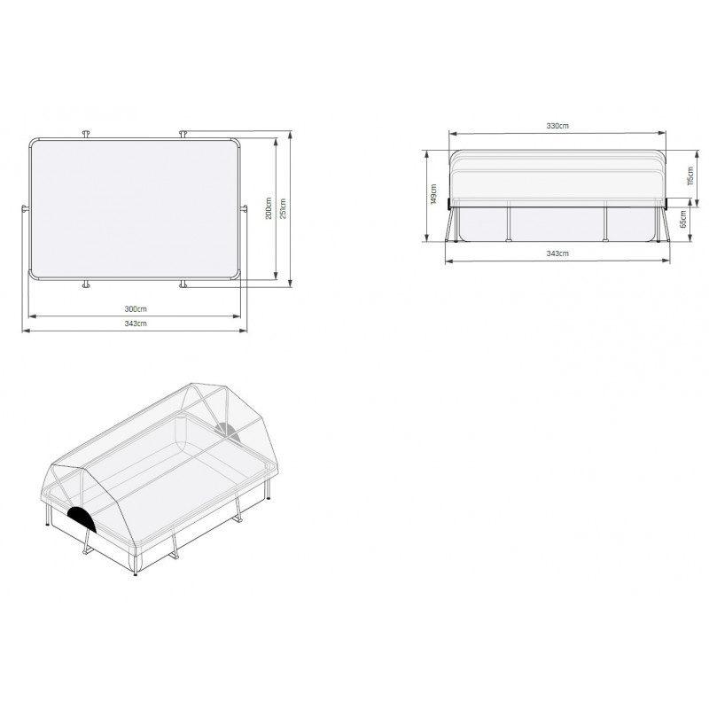 Piscine hors sol rectangulaire Wood 300x200x65cm avec pompe filtrante et dôme – Exit Toys – Image 4