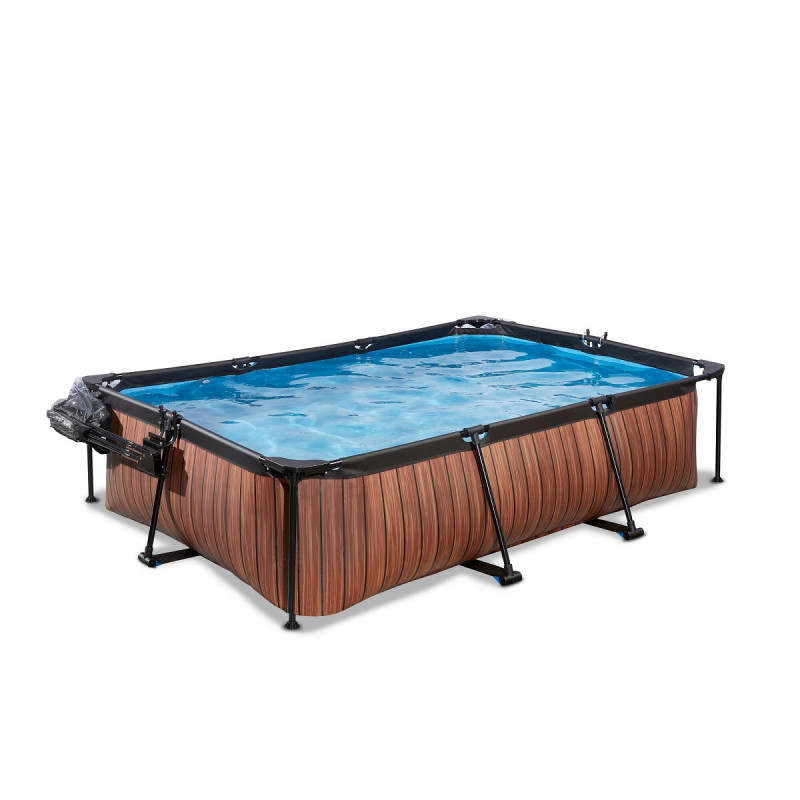 Piscine hors sol rectangulaire Wood 300x200x65cm avec pompe filtrante et dôme – Exit Toys – Image 5