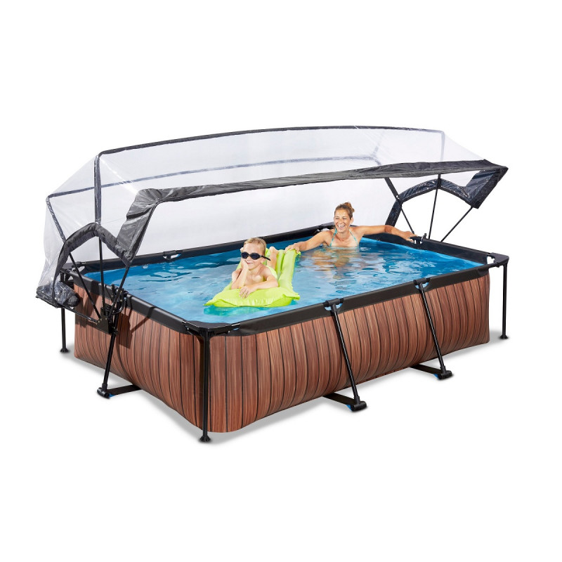 Piscine hors sol rectangulaire Wood 300x200x65cm avec pompe filtrante et dôme – Exit Toys – Image 6