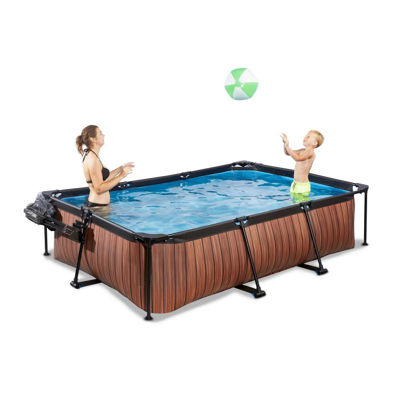 Piscine hors sol rectangulaire Wood 300x200x65cm avec pompe filtrante et dôme – Exit Toys – Image 7