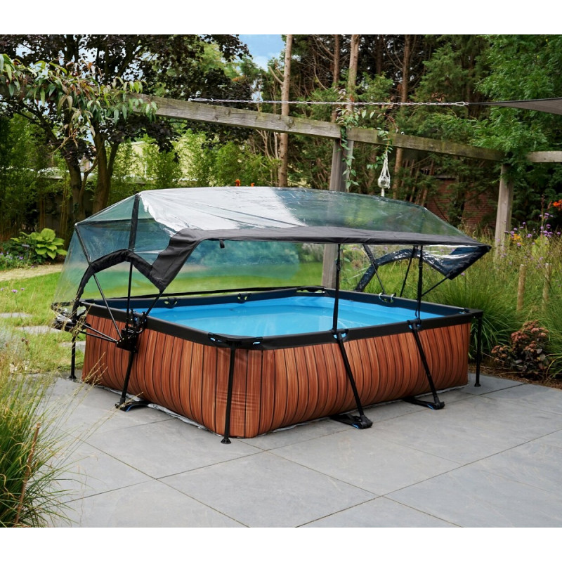 Piscine hors sol rectangulaire Wood 300x200x65cm avec pompe filtrante et dôme – Exit Toys – Image 10